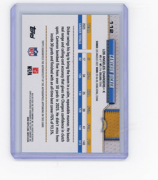 Cameron Dicker - 2026 Topps Foil Auto
