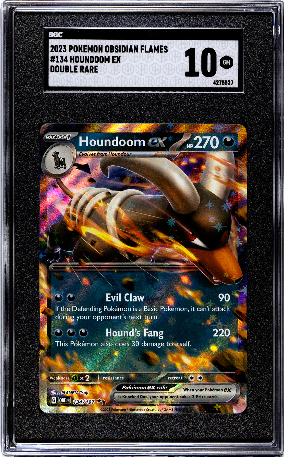 HOUNDOOM EX-2023 Pokemon Obsidian Flames Double Rare SGC 10