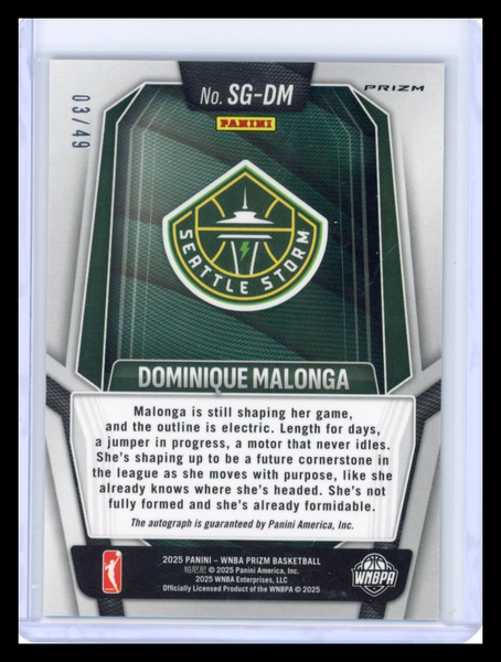 Dominique Malonga - 2025 Panini Prizm WNBA Purple Auto 03/49 Rookie