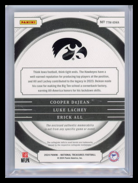 Cooper DeJean Erick All Luke Lachey - 2024  National Treasures Triple Jersey /25