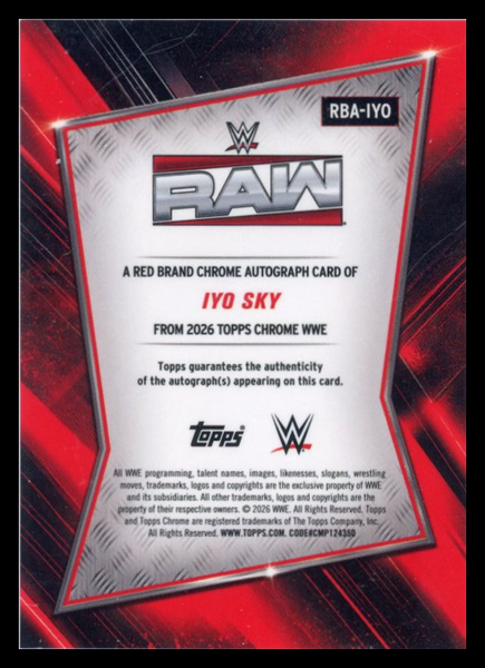 Iyo Sky - 2026 Topps Chrome WWE Blue Refractor Auto 117/150