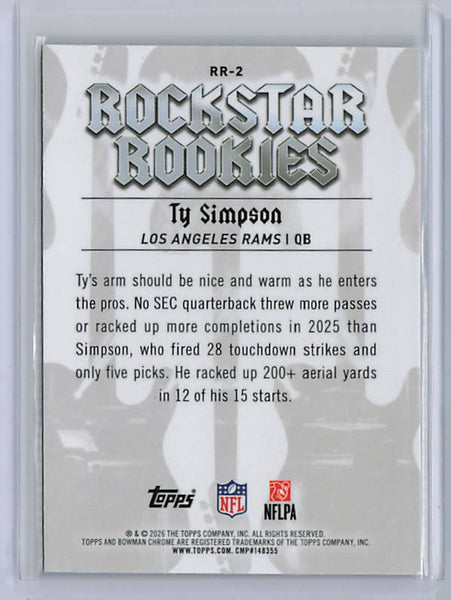 Ty Simpson - 2026 Bowman Chrome Blue Rockstars Rookie /150
