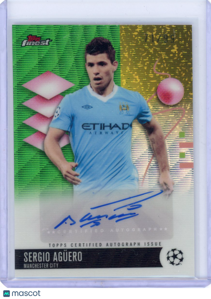 Sergio Aguero - 2025-26 Finest Champions League Green Wave Auto /99