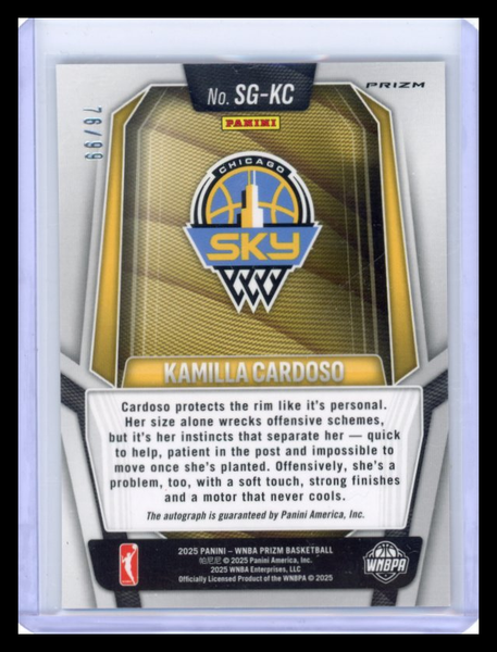Kamilla Cardoso - 2025 Panini Prizm WNBA Red Auto 76/99
