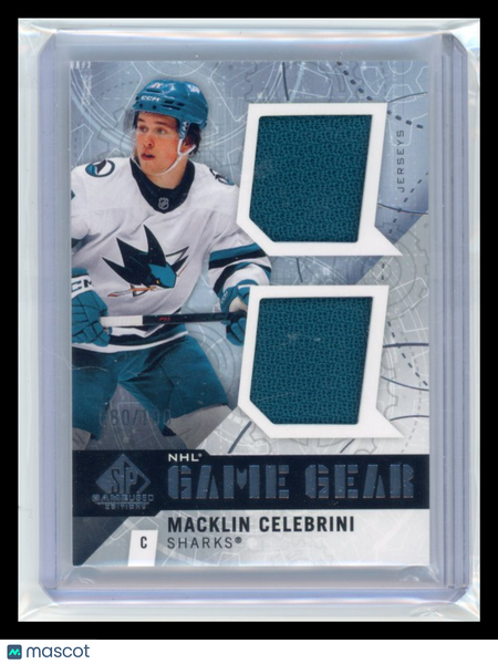 Macklin Celebrini - 2026  SP Game Used Game Gear Dual Jersey Patch 080/100