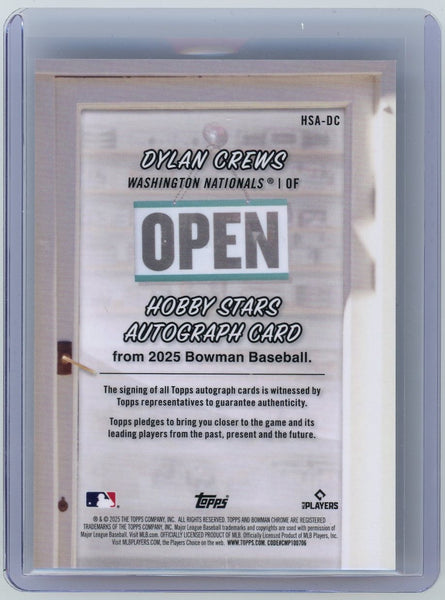 DYLAN CREWS - 2025 Bowman Chrome Hobby Stars Gold Rookie Auto /50
