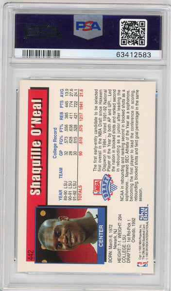 Shaquille O'Neal - 1992 Hoops Basketball Rookie PSA 9 #442