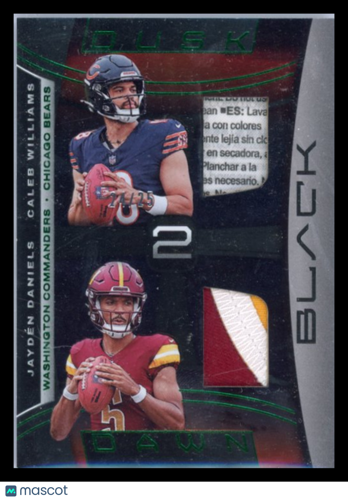Caleb Williams Jayden Daniels - 2024 Panini Black Dual Rookie Patch /25