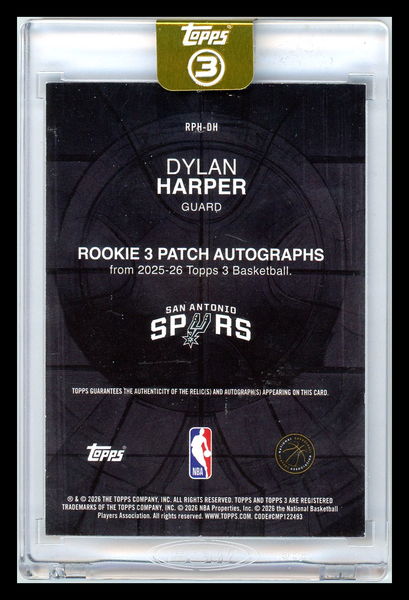 Dylan Harper - 2025 Topps 3 Rookie Patch Auto Blue /15