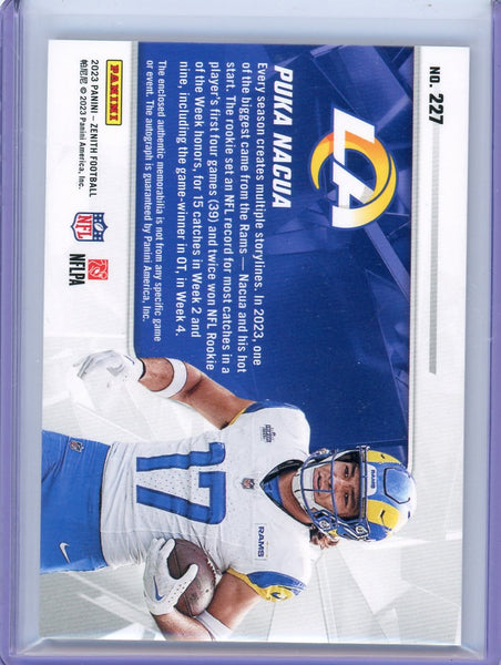 PUKA NACUA - 2023 Panini Zenith Quad Rookie Patch Auto Swoosh /10 NIKE