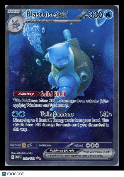 2023 Scarlet & Violet 151 Blastoise EX Holo Secret Rare SAR #200/165