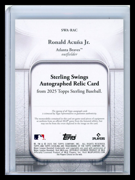 Ronald Acuña Jr. - 2025 Topps Sterling Autograph 01/10 Game-Used Memorabilia