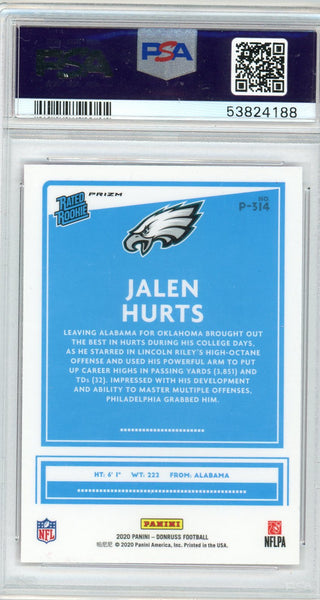 Jalen Hurts - 2020 Panini Donruss Optic Preview Rated Rookie Pink PSA 10