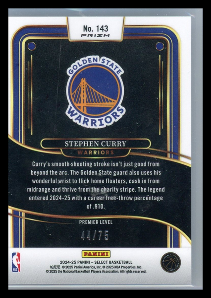 Stephen Curry - 2024-25 Panini Select Prizm 2025 44/75