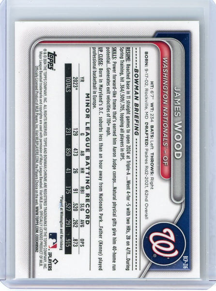 James Wood - 2024 Bowman Chrome Topps Gold Sapphire 09/50 Prospect RC BCP-216