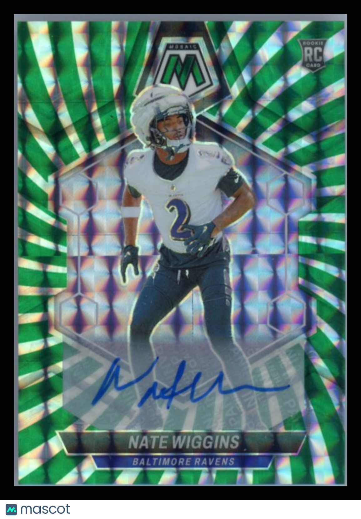 Nate Wiggins - 2024 Panini Mosaic Football Green Swirl Rookie Auto /15