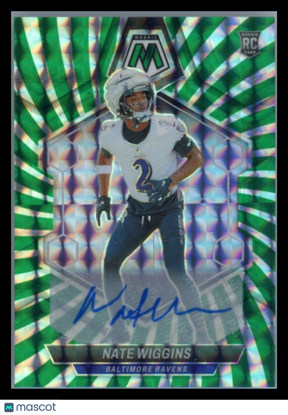 Nate Wiggins - 2024 Panini Mosaic Football Green Swirl Rookie Auto /15