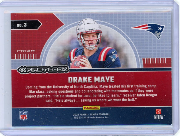 Drake Maye - 2024 Panini Zenith First Look SP Prizm RC Patriots