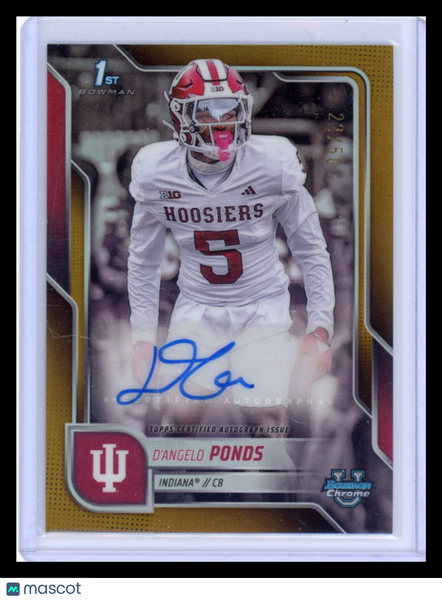 D'Angelo Ponds - 2025 Topps Bowman Chrome University Gold Refractor Auto /50