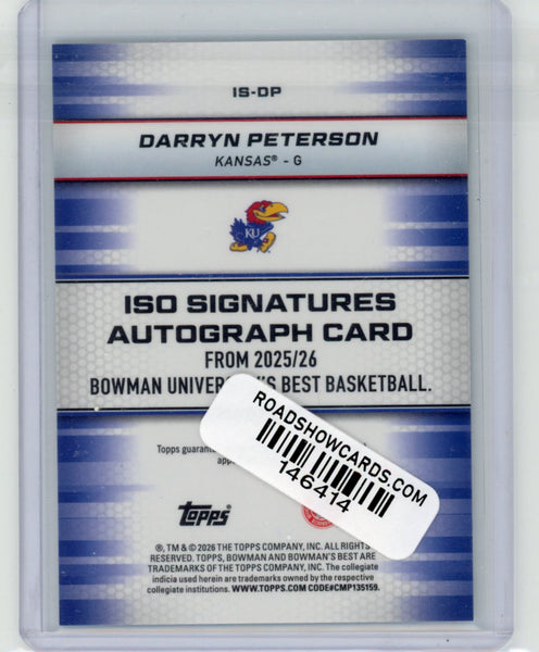 Darryn Peterson - 2025-26 Bowman's Best Iso Signatures Auto