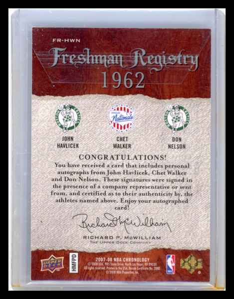 Don Nelson Chet Walker Havlicek 2007-08 Chronology Freshman Registry 20/25 AUTO