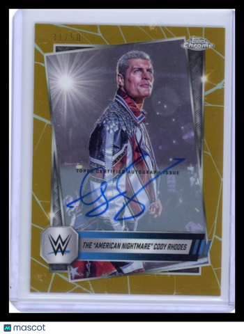 Cody Rhodes - 2025 Topps Chrome WWE Gold Refractor Auto /50
