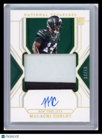 Malachi Corley - 2025 Panini National Treasures 07/10 Patch Rookie auto gold