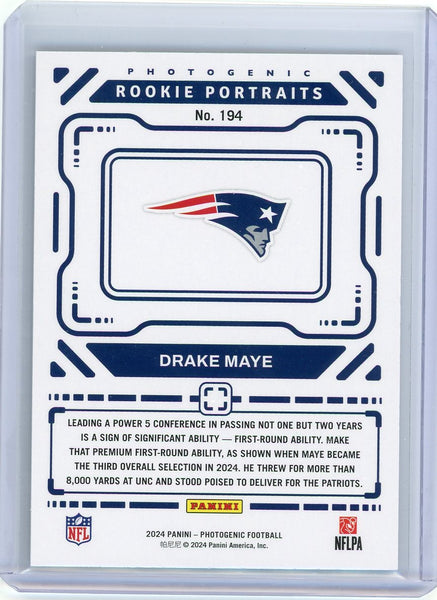 Drake Maye - 2024 Panini Photogenic Rookie Portraits 08/75 Rookie Purple