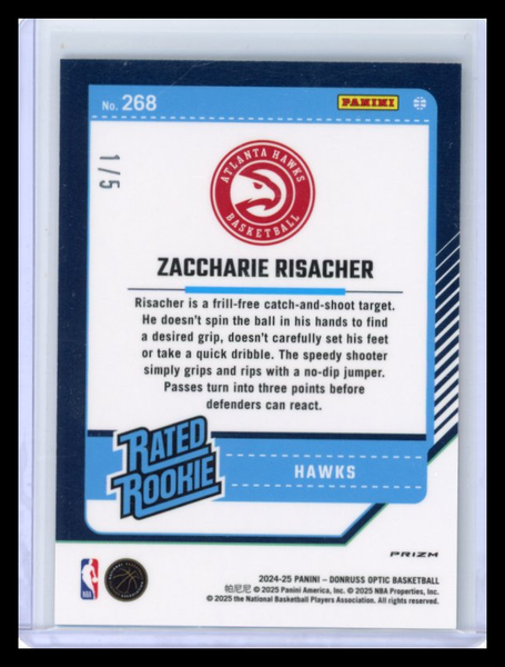 Zaccharie Risacher - 2025 Panini Donruss Optic Green Rookie 1/5