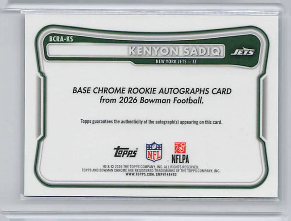 Kenyon Sadiq - 2026 Bowman Chrome Blue Refractor Auto /150