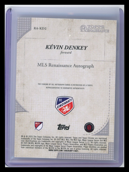 Kevin Denkey - 2025 Topps Renaissance On Card Rookie Auto 07/20