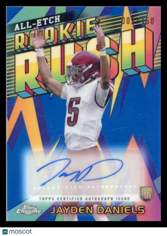 Jayden Daniels - 2024 Topps Chrome Rookie Rush All-Etch Auto Blue 2/150