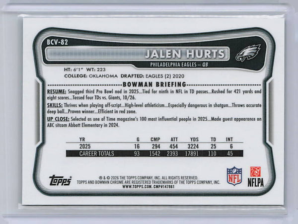 Jalen Hurts - 2026 Bowman Chrome Black Refractor /10
