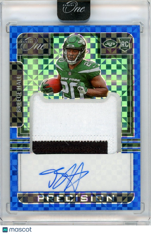 Breece Hall - 2023 Panini One Prizm Blue Autograph Patch Rookie RC 59/75
