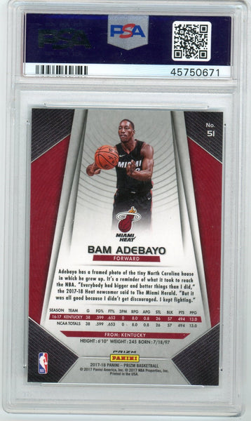BAM ADEBAYO - 2017 Panini Prizm Silver Rookie PSA 10 GEM MINT
