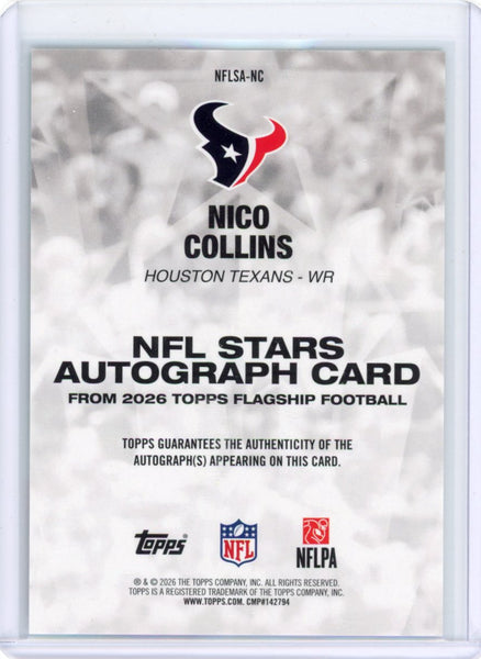 Nico Collins - 2026 Topps Flagship Green Stars Auto /99