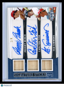 Simmons, Bench, Fisk - 2022 Leaf Lumber Signature Stick Triple auto /4 Game used