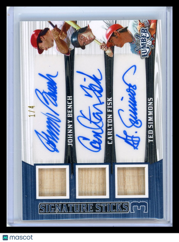 Simmons, Bench, Fisk - 2022 Leaf Lumber Signature Stick Triple auto /4 Game used