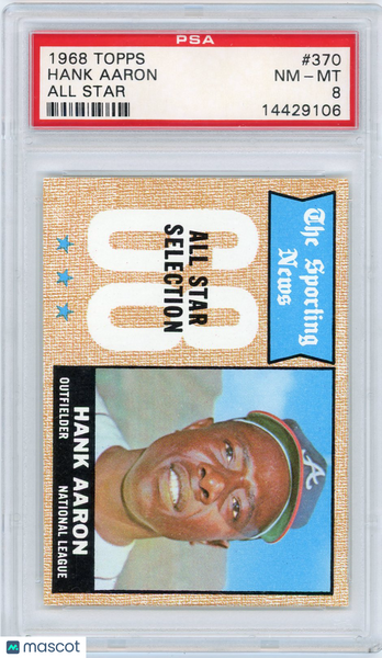 Hank Aaron - 1968 Topps Baseball All Star PSA 8 #370