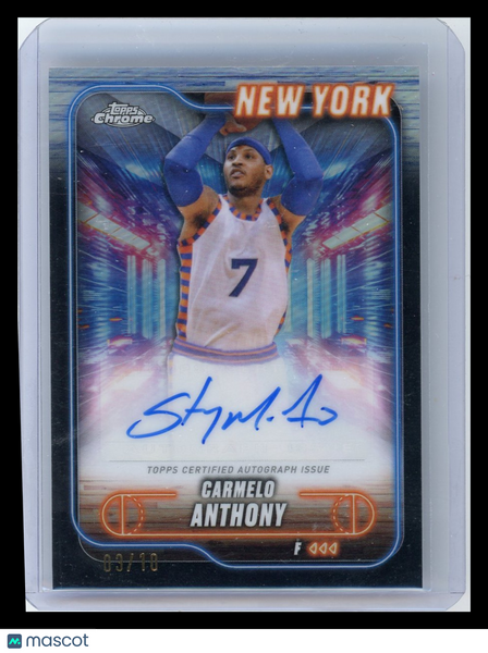 Carmelo Anthony - 2024 Topps Chrome Basketball Black Refractor Auto /10