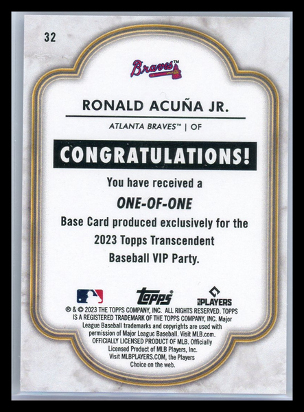 Ronald Acuña Jr. - 2023 Topps Transcentent VIP Party One-of-One