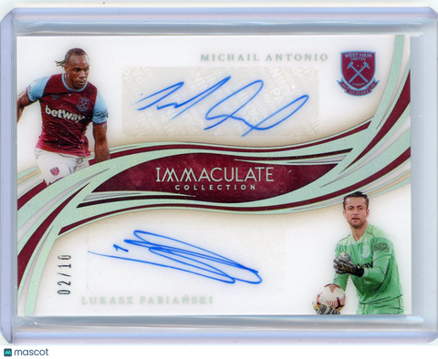 Lukasz Fabianski Michail Antonio - 2020 Panini Immaculate Soccer 02/10 Dual Auto