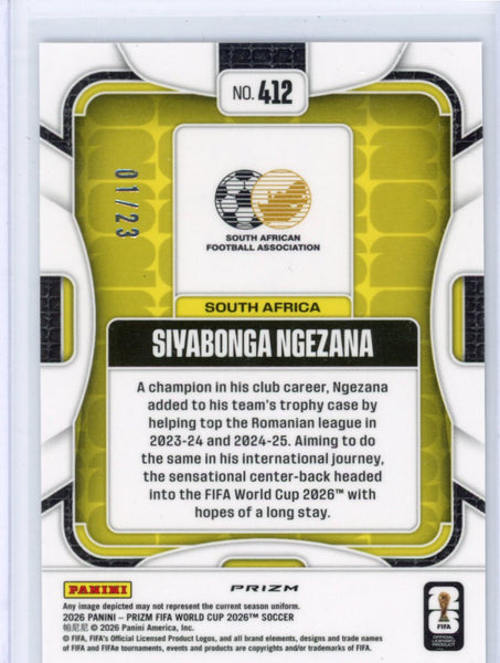 Siyabonga Ngezana - 2026 Prizm World Cup Ice Rookie /23
