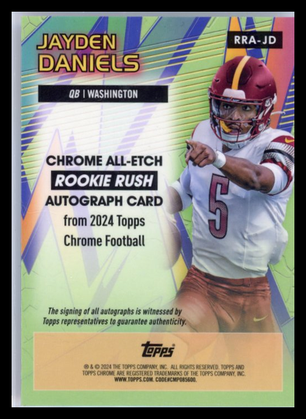 Jayden Daniels - 2024 Topps Chrome Rookie Rush All-Etch Auto Blue 2/150