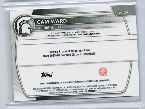 Cam Ward - 2025-26 Bowman Chrome Speckle Auto /299