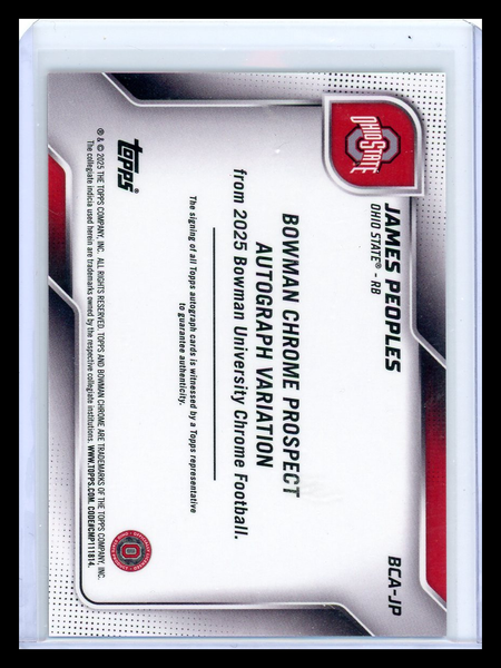 James Peoples - 2025 Topps Bowman University Chrome Red Auto 2/5