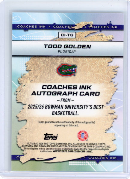 Todd Golden - 2025-26 Bowman's Best U Coaches Ink Auto
