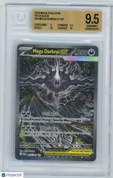 MEGA DARKRAI EX - 2026 Pokemon Pitch Black Secret Illustration Rare BGS 9.5 #116