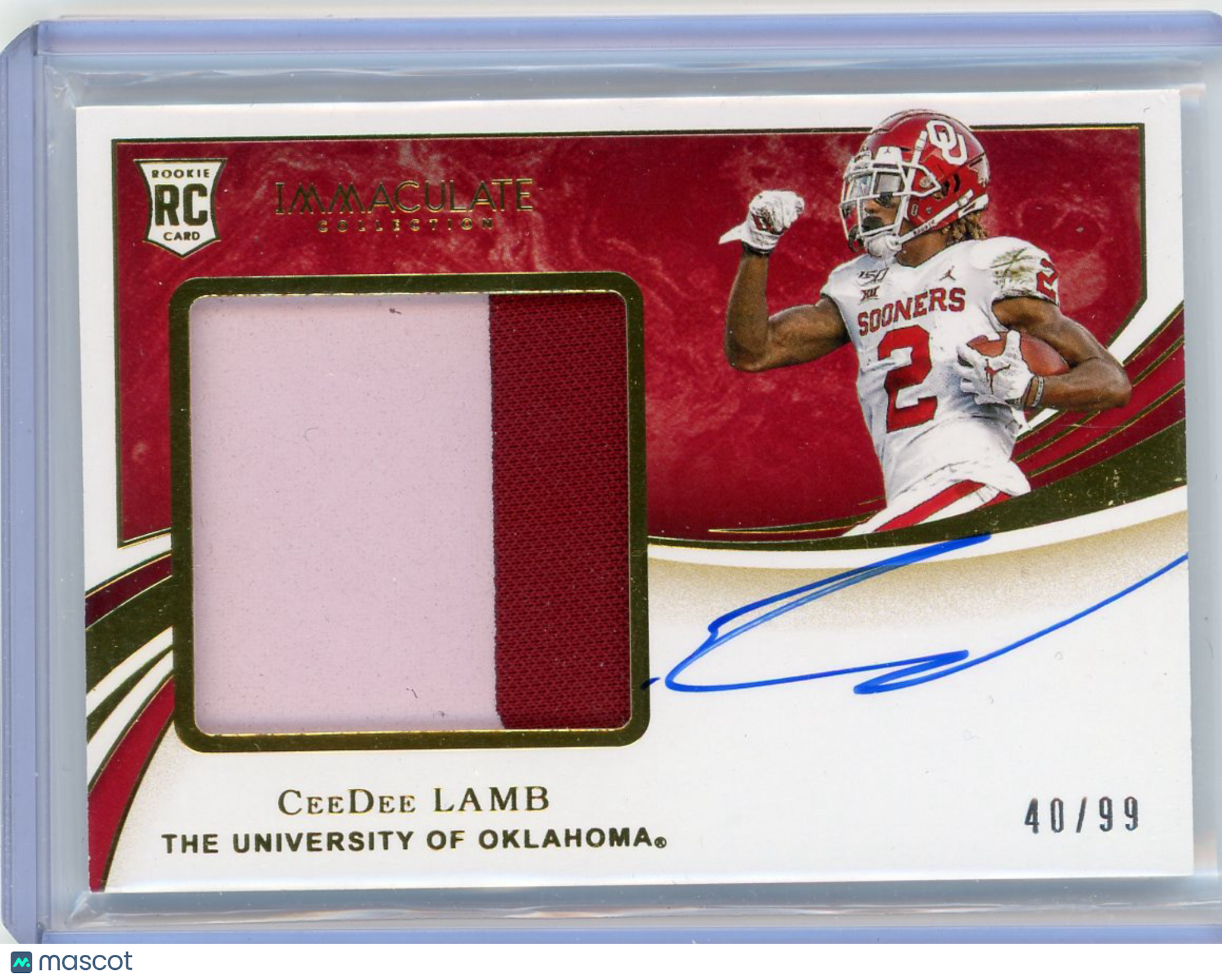 CeeDee Lamb - 2020 Panini Immaculate Collegiate 40/99 Patch Rookie Auto #105