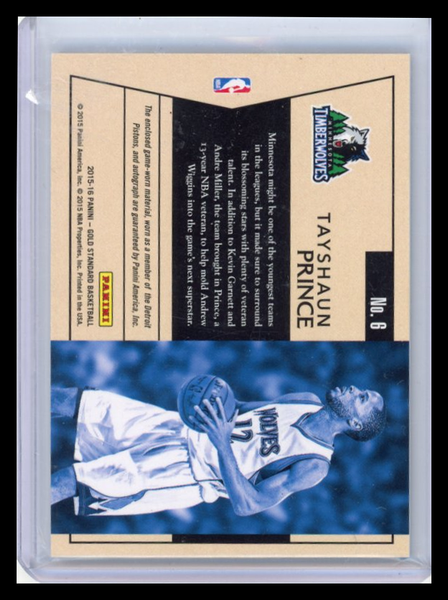 Tayshaun Prince - 2015-16 Panini Gold Standard Patch Auto 23/25